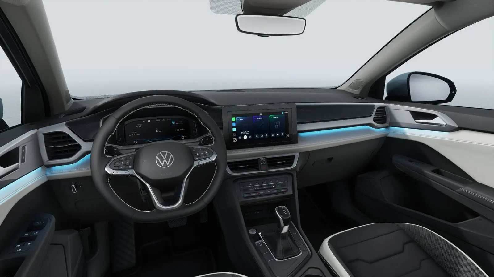 Painel digital e tela multimídia do Volkswagen Taos Comfortline