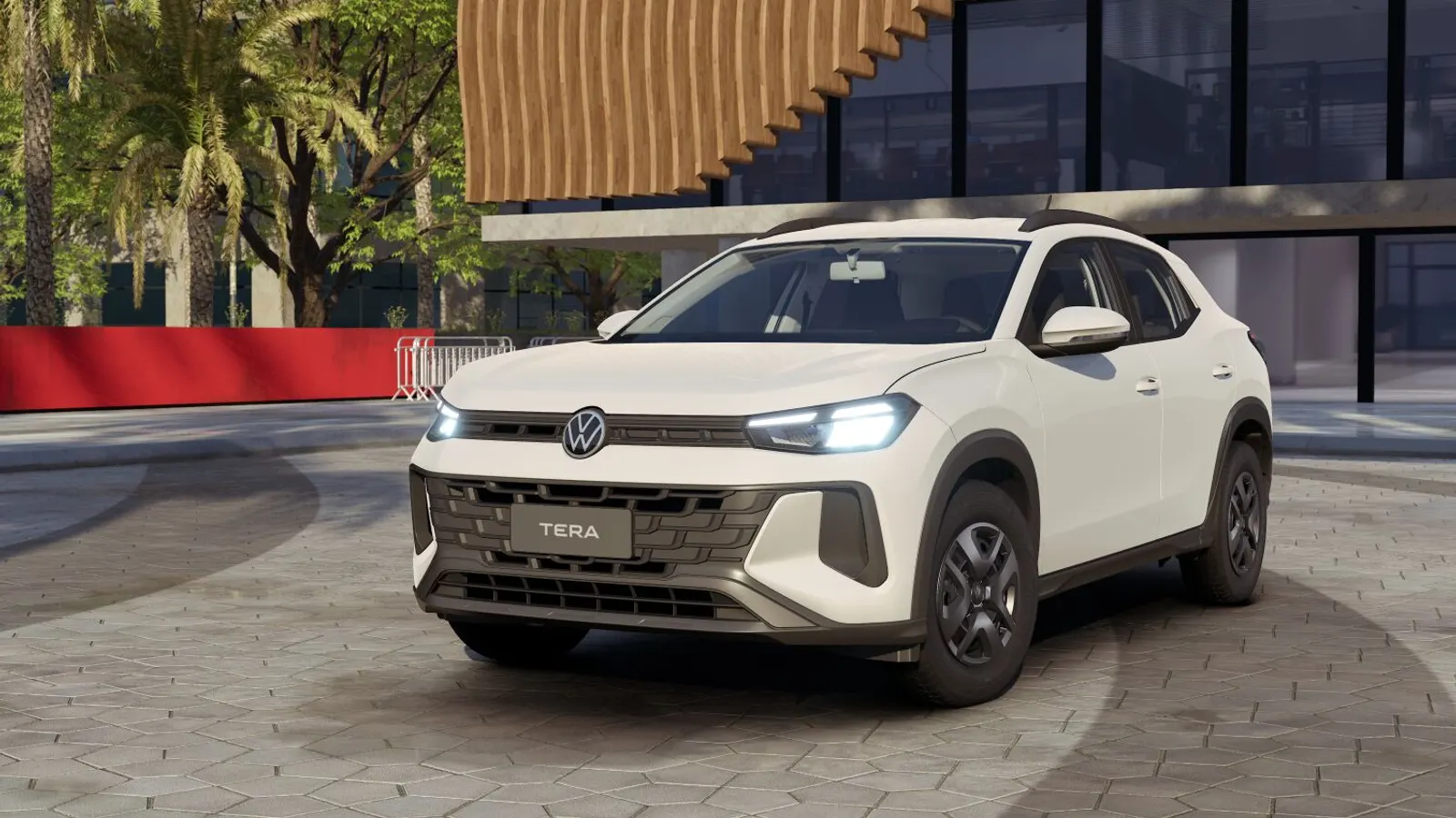 Volkswagen Tera 1.0 branco, visto de frente em três quartos
