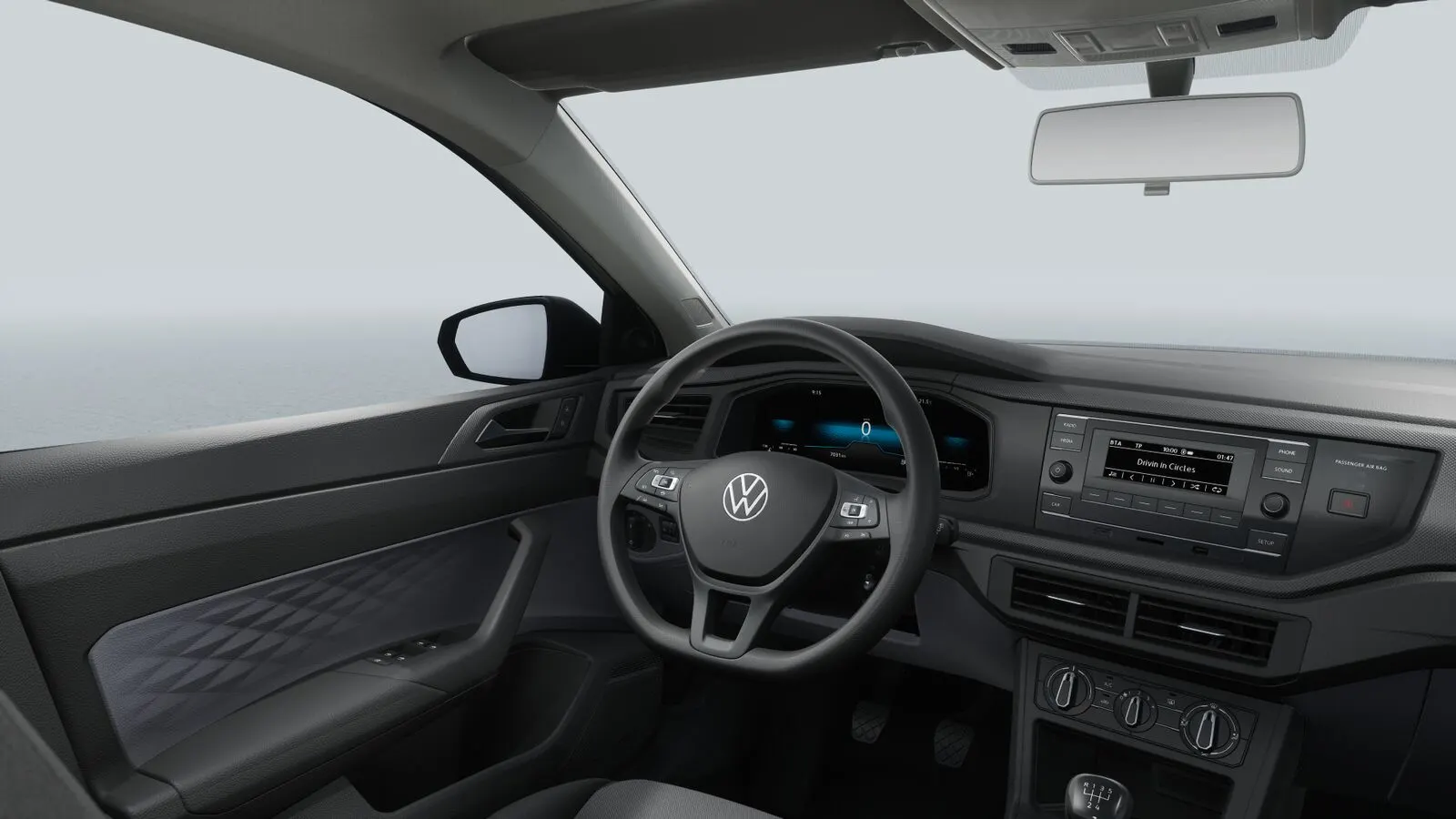 Painel do Volkswagen Virtus Sense, visto do banco do motorista